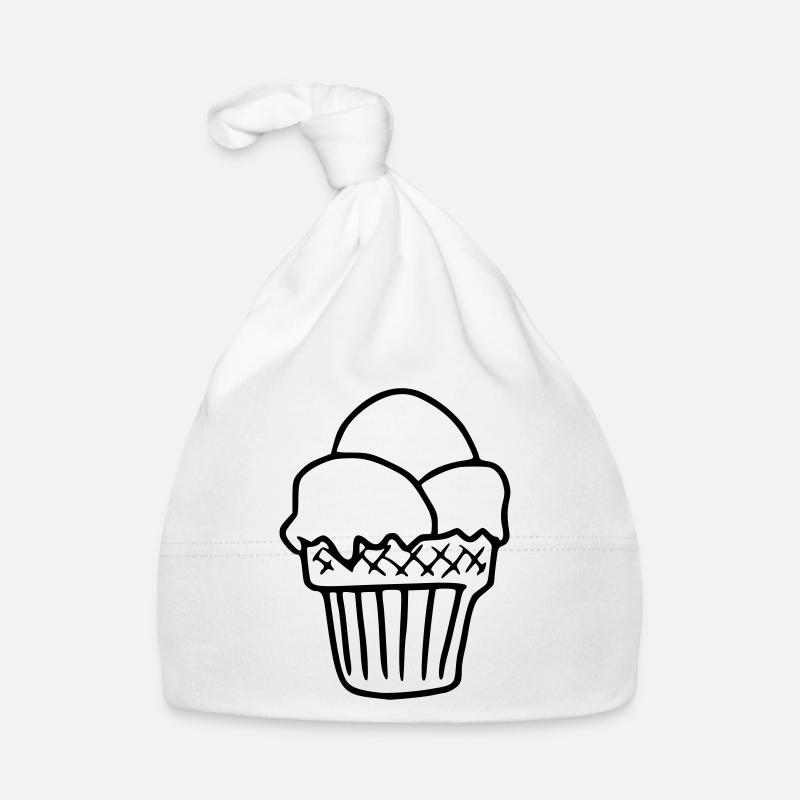 Emoji Ice Cream Sketch Stickers Crème Glacée - Bonnet bio Bébé - blanc