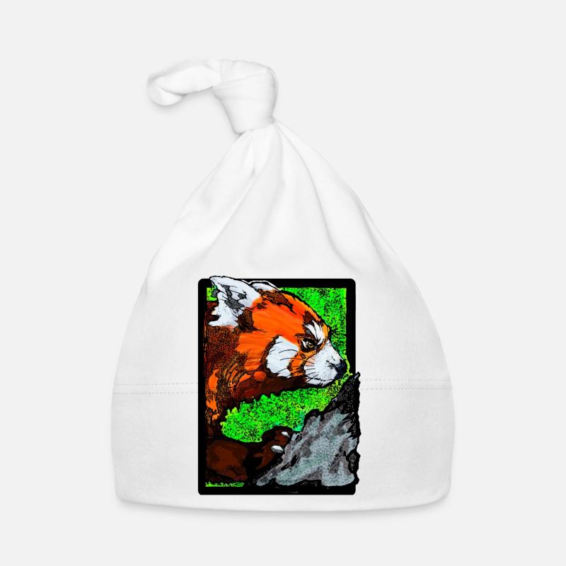 Red panda climbs on rock (Colorful) Organic Baby Cap