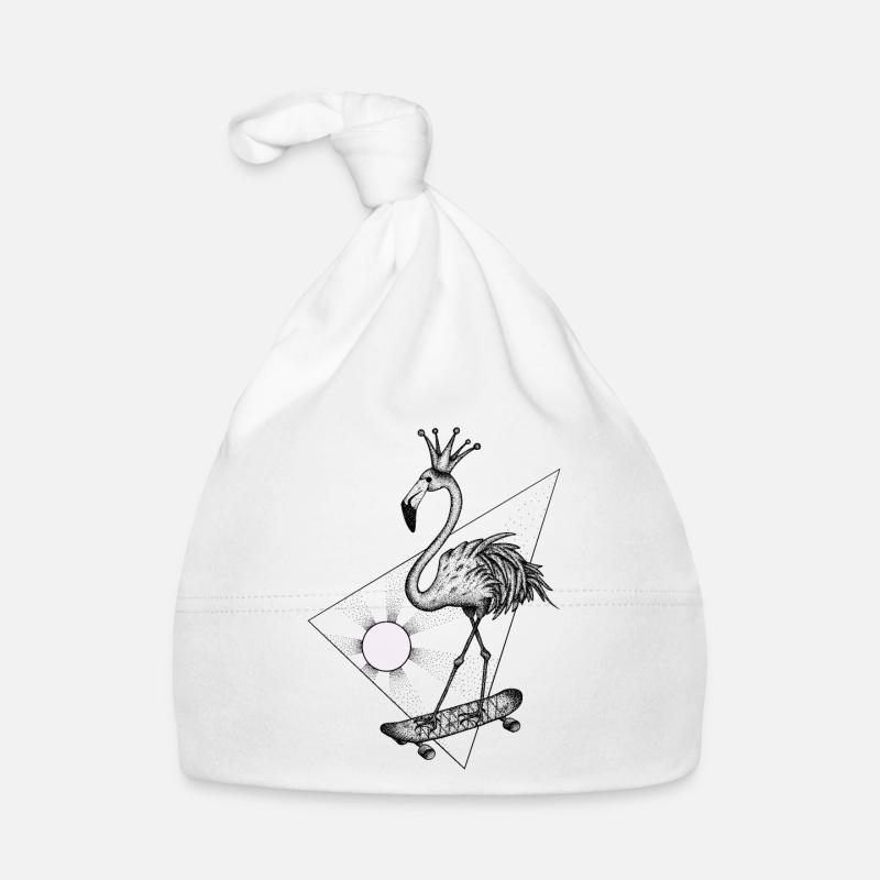 Flamant Rose Skate Crazy SVENPAINT - Bonnet bio Bébé - blanc