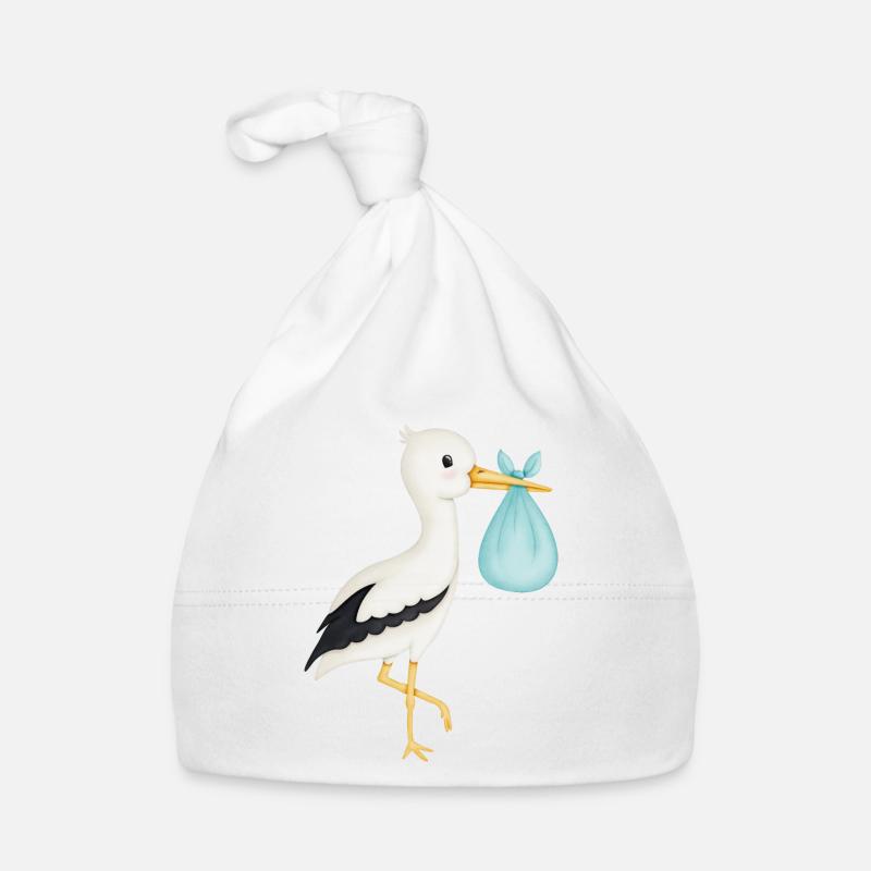 mignonne cigogne turquoise Bonnet bio Bébé