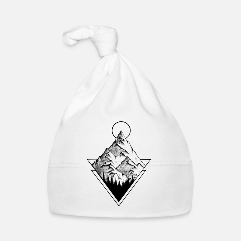 Géométrie de montagne - Bonnet bio Bébé - blanc