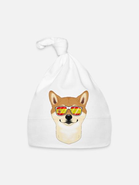 Shiba Inu I Spain Sunglasses I Spanish Flag - Baby Bio-Mütze - Weiß - Vorne