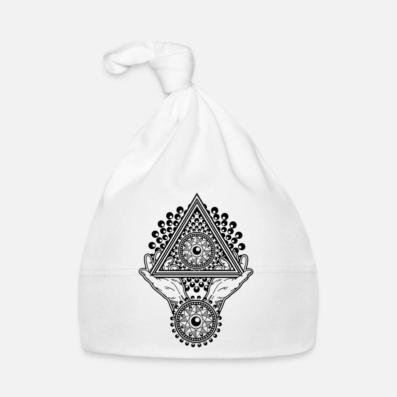 Pyramide Illuminati et œil omniscient dans le triangle Bonnet bio Bébé