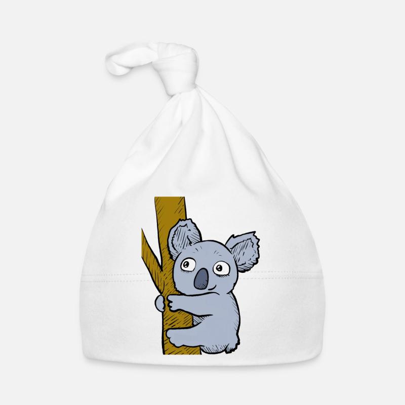 Koala effronté - Bonnet bio Bébé - blanc
