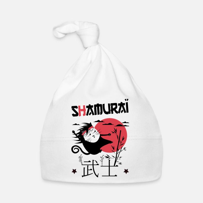 Shamuraï Cat Fighter, Drôle de Chat Noir Samuraï Bonnet bio Bébé