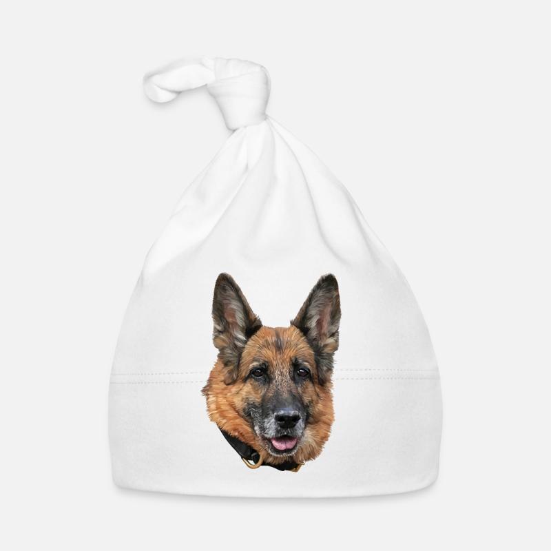 Schäferhund - Baby Bio-Mütze - Weiß