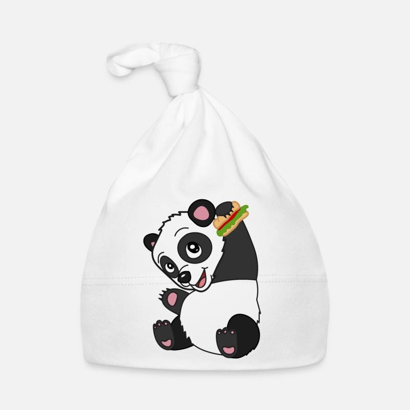 Mignon bébé panda avec sandwich Bonnet bio Bébé