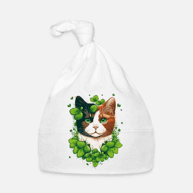 Chat avec cadre de feuilles Bonnet bio Bébé