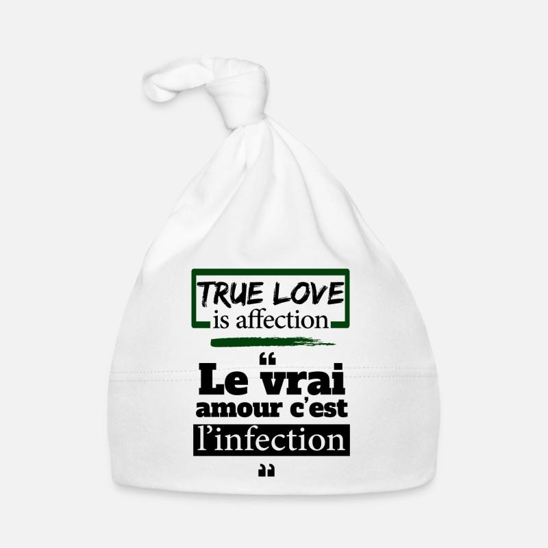 L'amour c'est l'infection- expression camerounaise - Bonnet bio Bébé - blanc