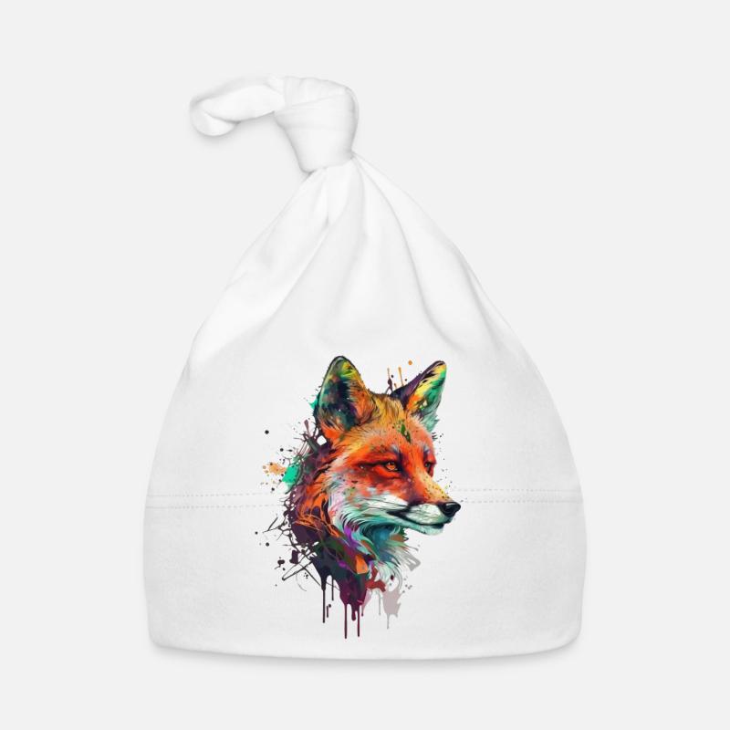 Renard avec des éclaboussures colorées de couleur Bonnet bio Bébé