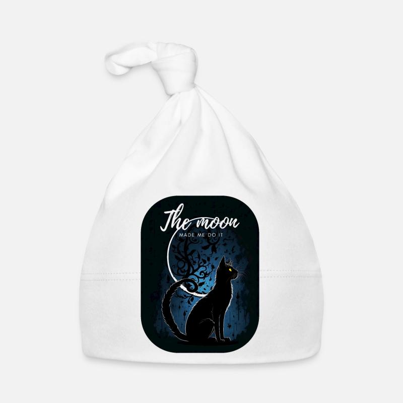Chat noir avec la lune Bonnet bio Bébé