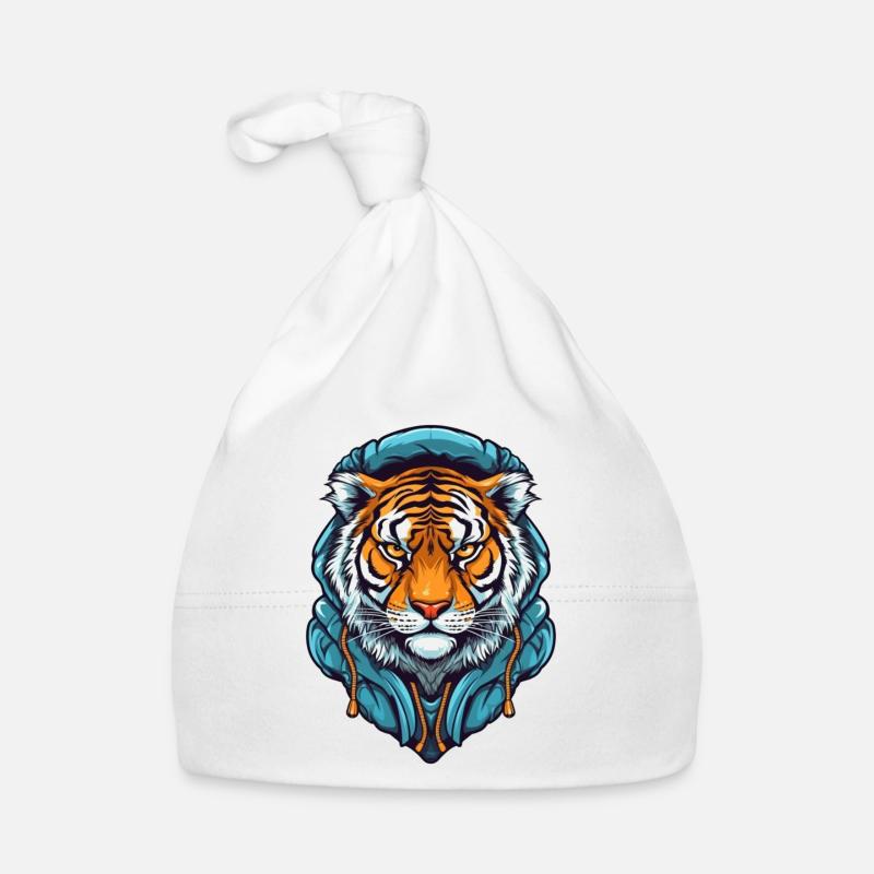 Tigre stylisé avec motif de sweat à capuche Bonnet bio Bébé