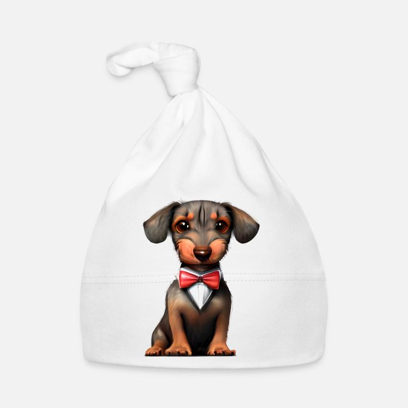 Teckel avec nœud papillon Teckel chiot Chiens - Bonnet bio Bébé - blanc
