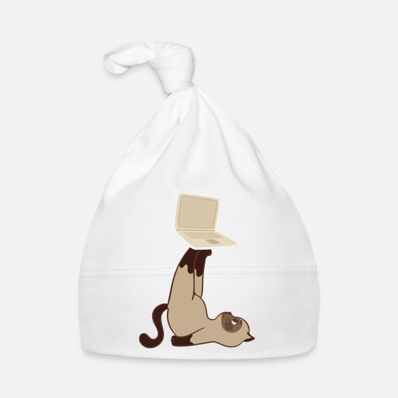 Cat with laptop Organic Baby Cap