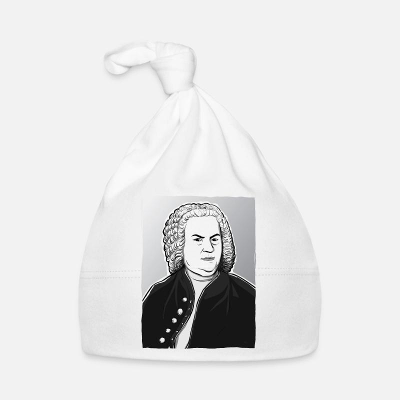 Johann Sebastian Bach in black, white and silver Organic Baby Cap