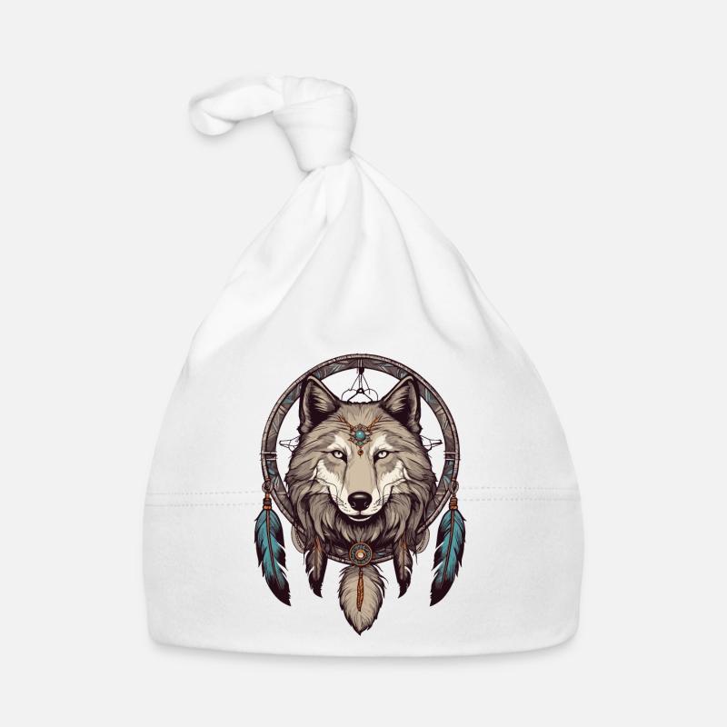 Dream catcher with wolf Organic Baby Cap