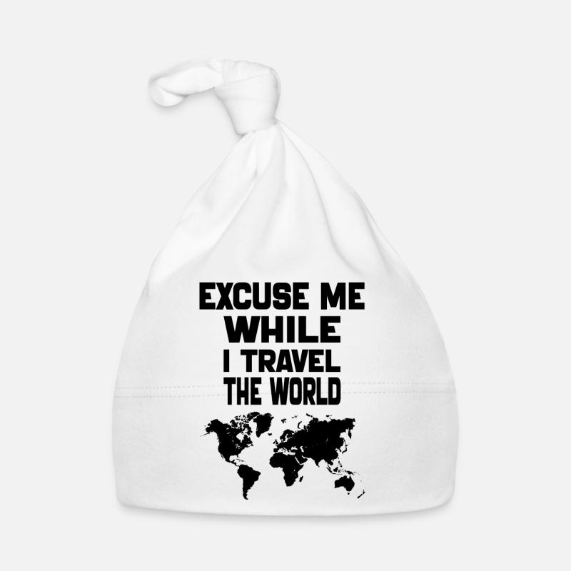 Excuse Me While I Travel The World-World Map gift Bonnet bio Bébé