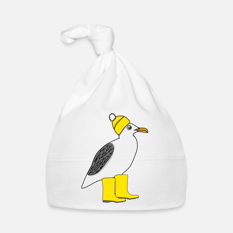 Seagull with rubber boots and hat Organic Baby Cap