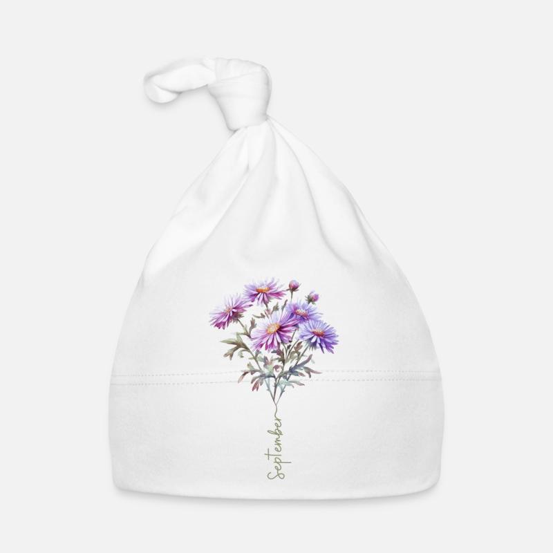 Strauß von Aster Kuchen September Blume Baby Bio-Mütze