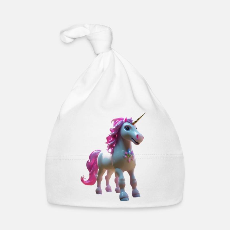 Fleur de licorne pastel - Bonnet bio Bébé - blanc