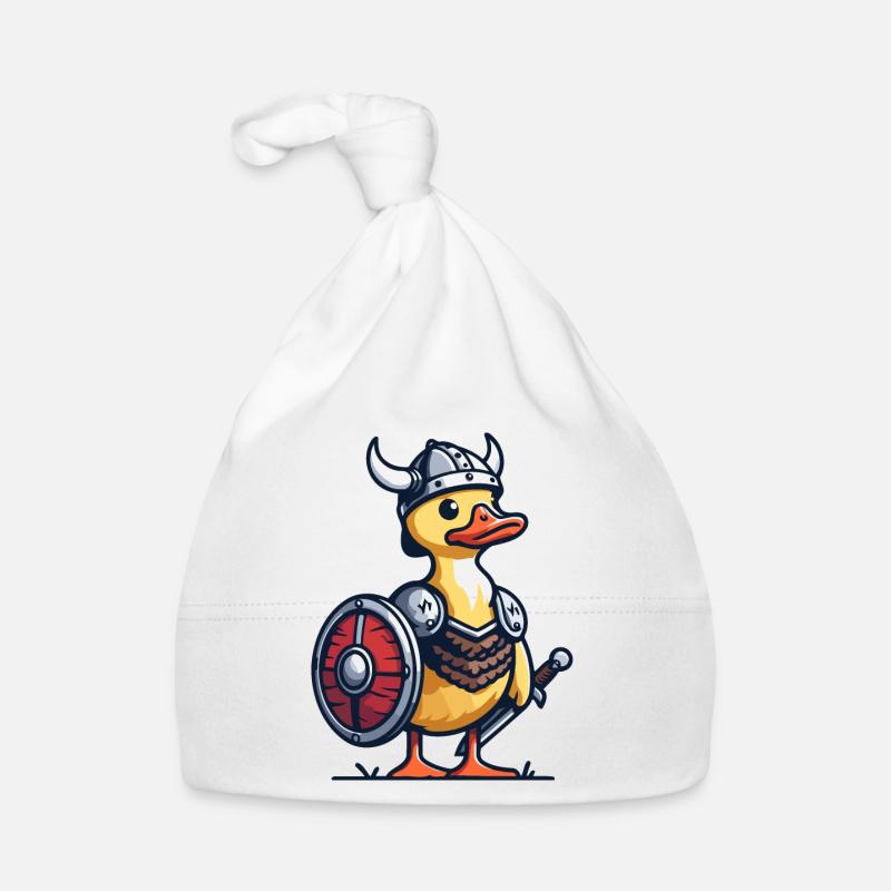 Viking Quack : Le canard du Valhalla - Bonnet bio Bébé - blanc