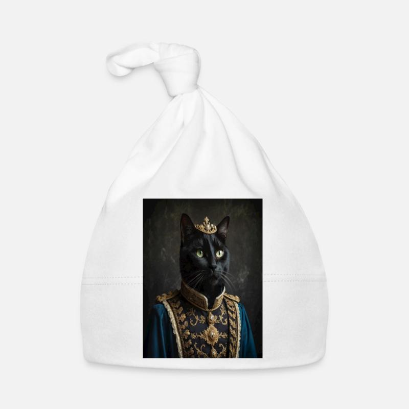 Chat debout en costume oriental - Bonnet bio Bébé - blanc