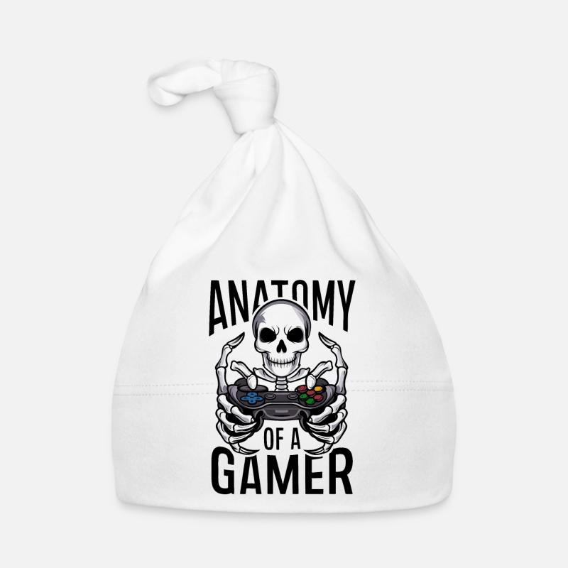Gamer Skeleton with Game Controller - Organic Baby Cap - white