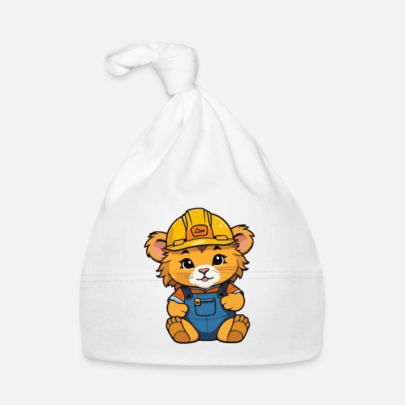 Baby lion as construction worker Organic Baby Cap