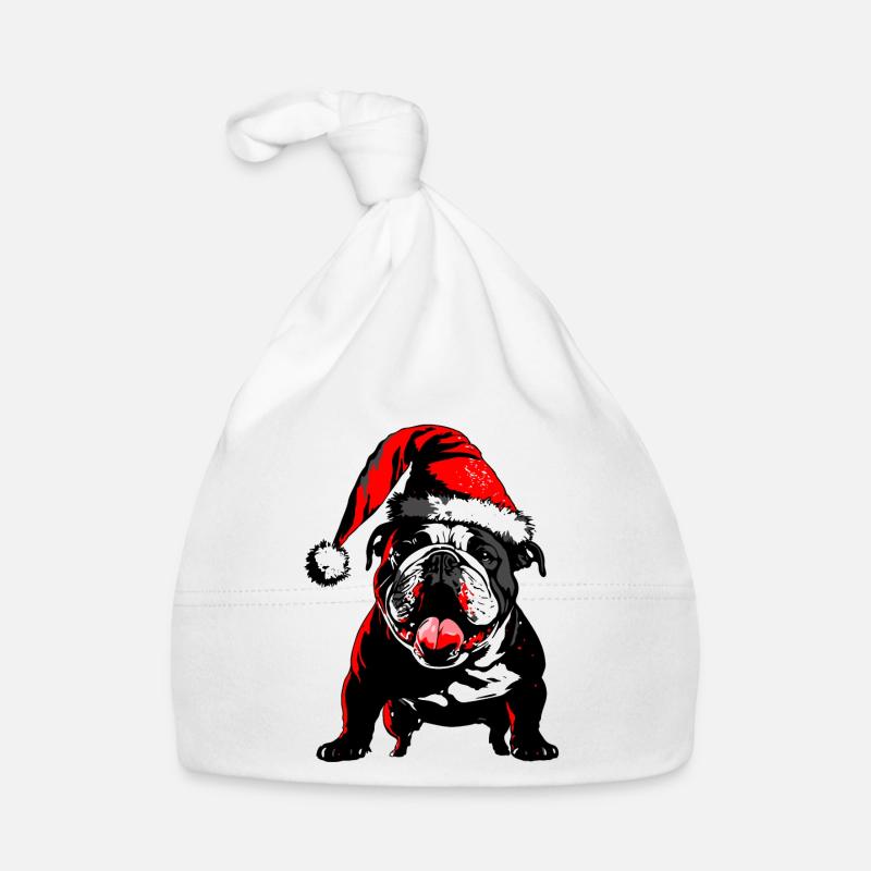 Mignon Frenchie avec chapeau de Père Noël Bonnet bio Bébé