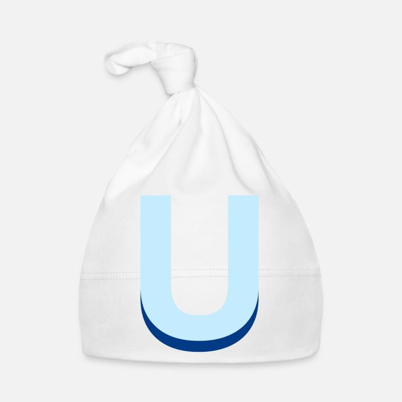Lettre u bleu pop et moderne Bonnet bio Bébé