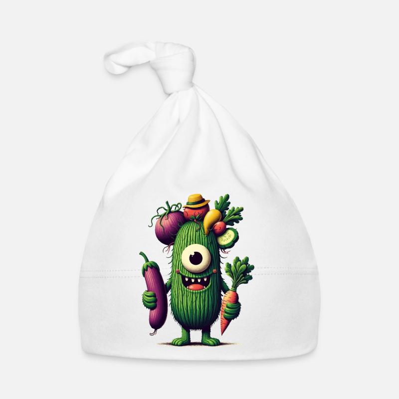 drôle mignon monstre avec des légumes concombre borgne Bonnet bio Bébé