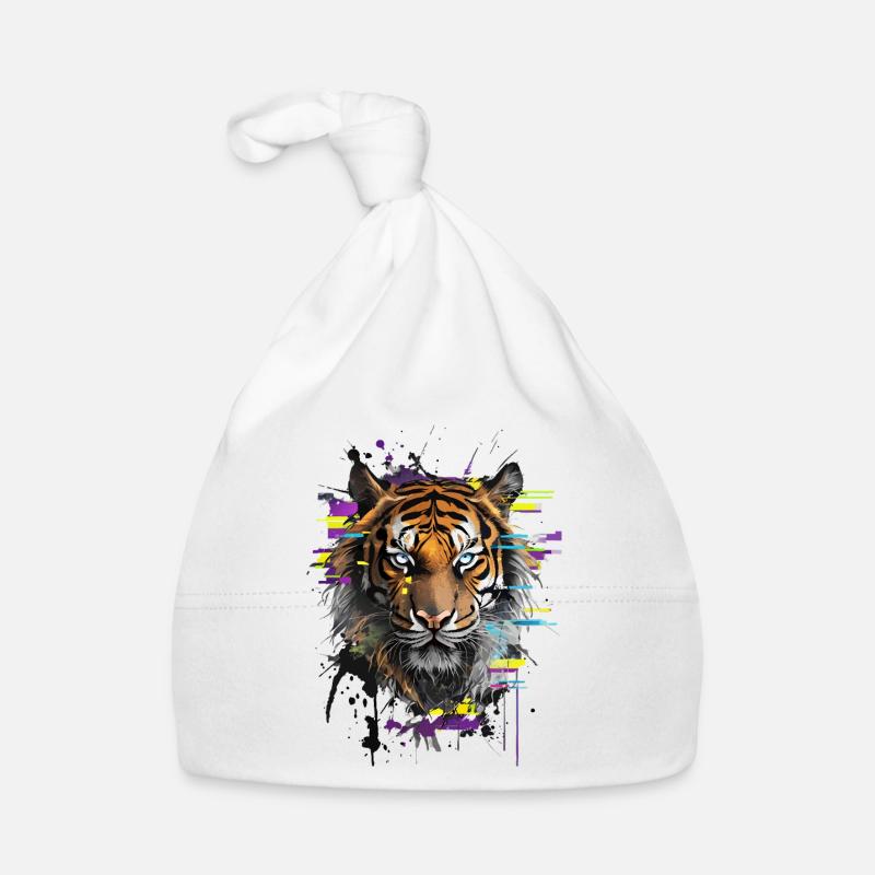 Tiger Gaze: Chromatic Symphony Organic Baby Cap