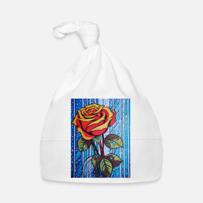 Pop Art Single Red Rose Graphically Stylized Organic Baby Cap
