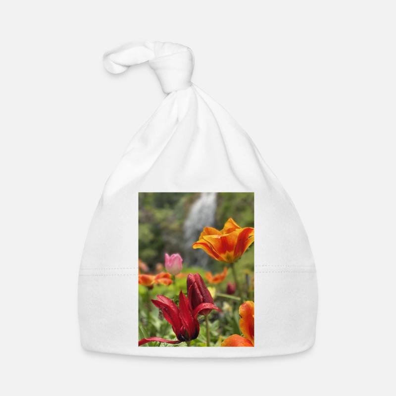 Tulips colorful - Organic Baby Cap - white