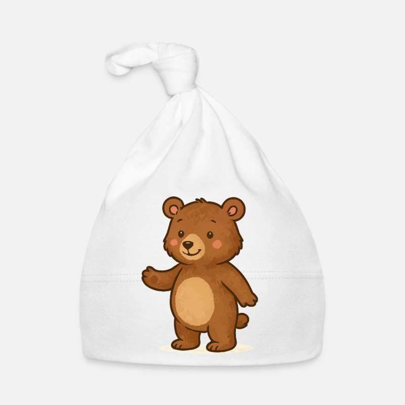 Ours Ours en peluche - Bonnet bio Bébé - blanc