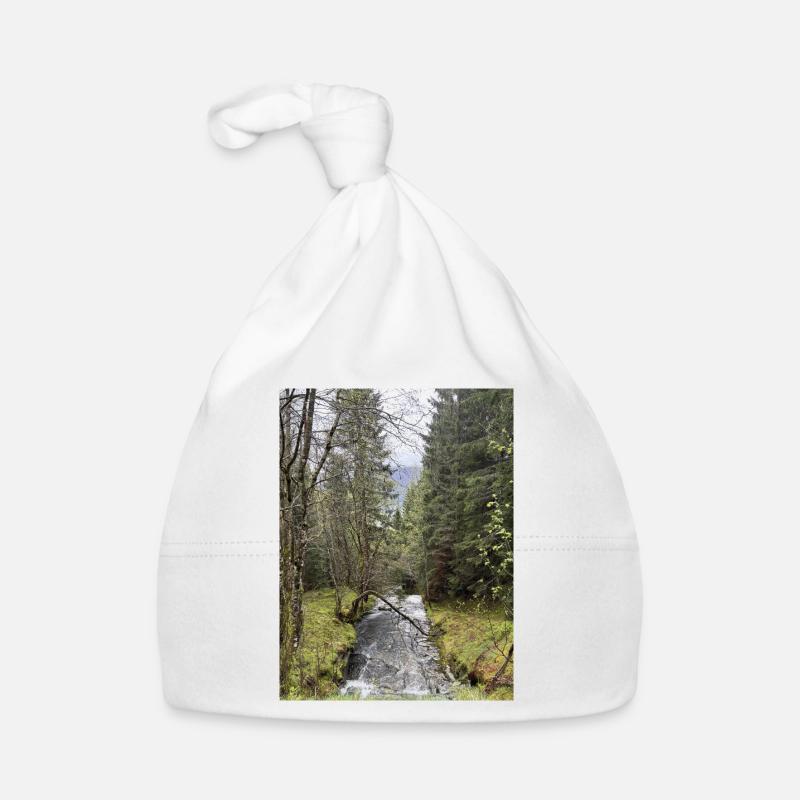 Natural landscape with river and trees Organic Baby Cap