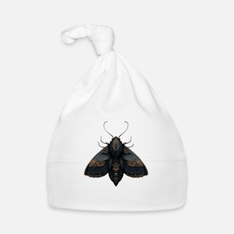 Illustration de papillon de nuit ornée avec des détails complexes Bonnet bio Bébé
