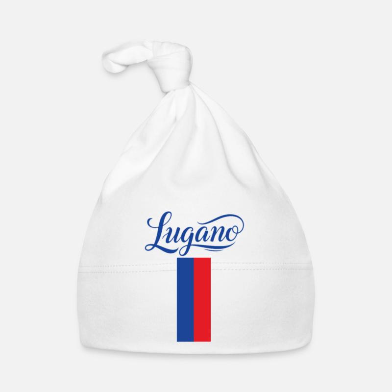 Drapeau de la ville de Lugano au design élégant Bonnet bio Bébé
