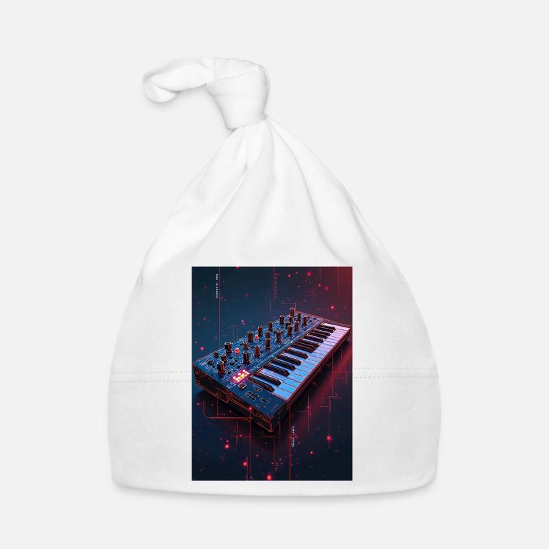 Futuristic Synthwave Music Console - Organic Baby Cap - white