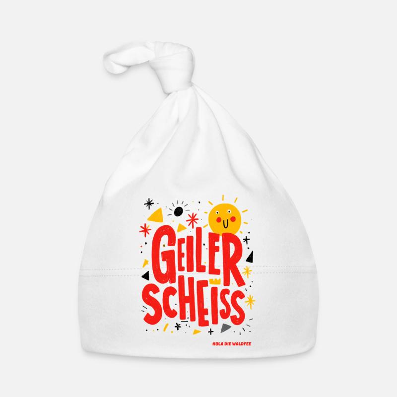 Funny sun face with strong expression Organic Baby Cap