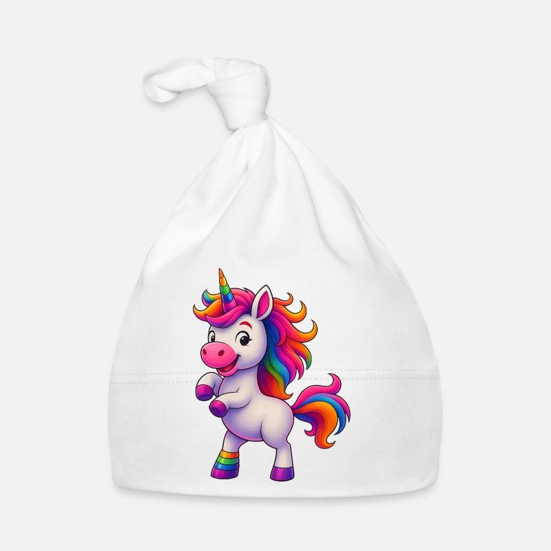 Bunter Einhorn mit Regenbogenmähne Baby Bio-Mütze