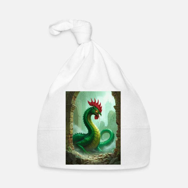Basilisk with rooster head and deadly petrifying Organic Baby Cap