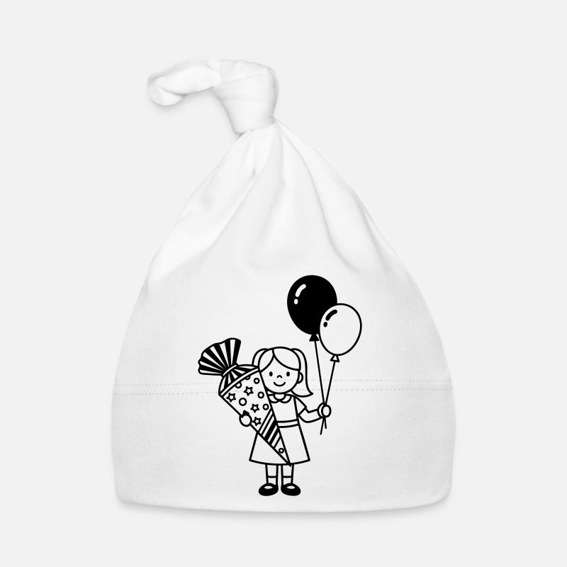 Fille inscrite à l’école avec cône d’école Bonnet bio Bébé