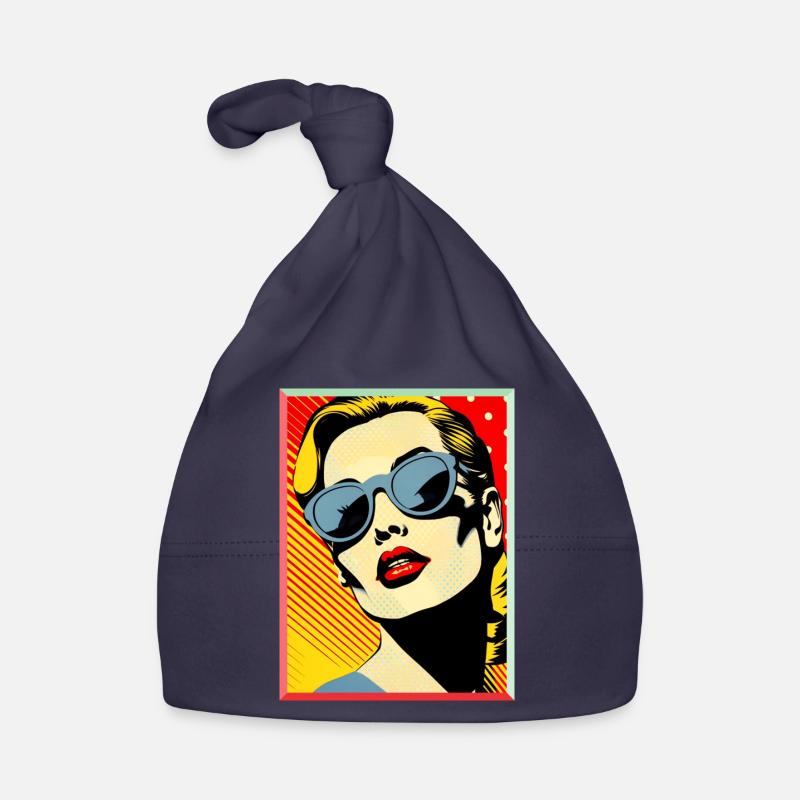 Pop Art Diva avec lunettes de soleil Portrait Mode Rétro Bonnet bio Bébé