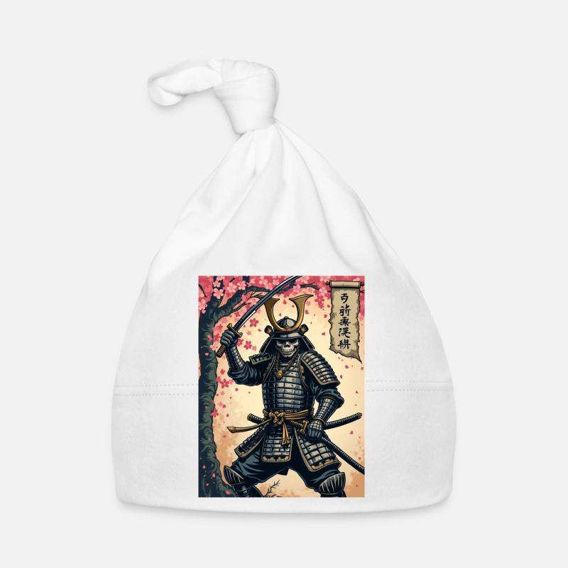 Skelett-Samurai im Kirschblütenwald Baby Bio-Mütze