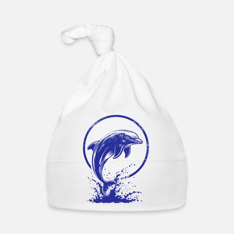 Delfin Logo blau Baby Bio-Mütze