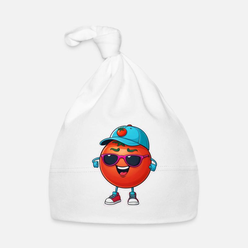 Tomato with cap and sunglasses Organic Baby Cap