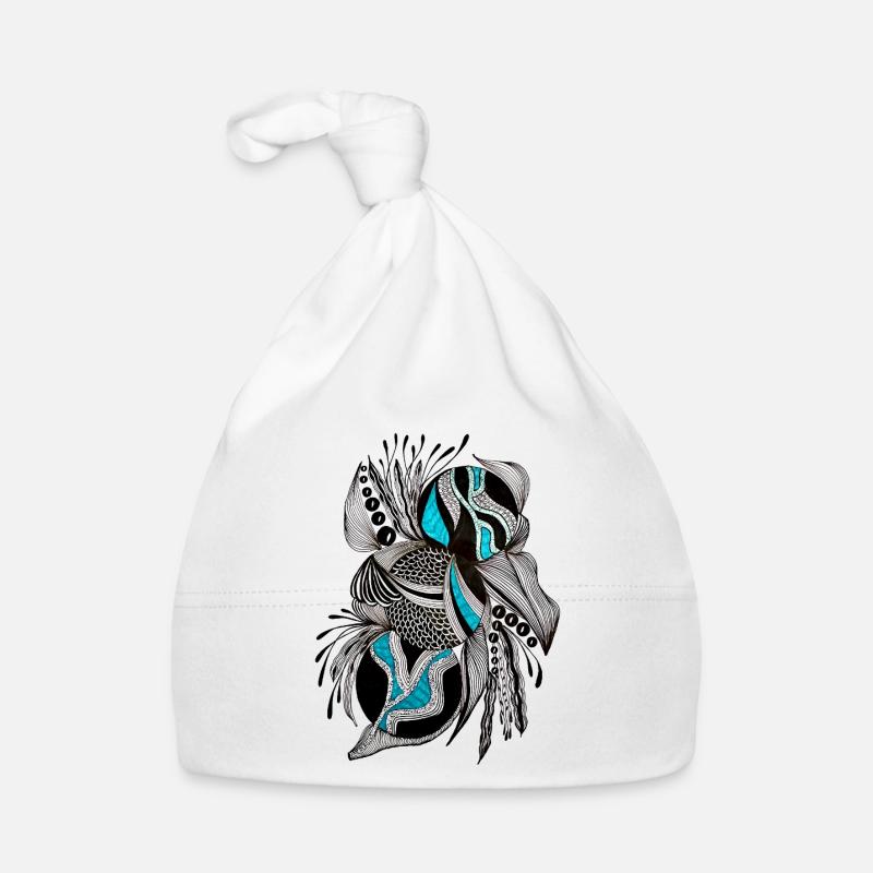 BlackTurquoise Scale Pattern Organic Baby Cap