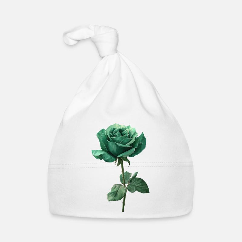 Emerald Green Rose Organic Baby Cap
