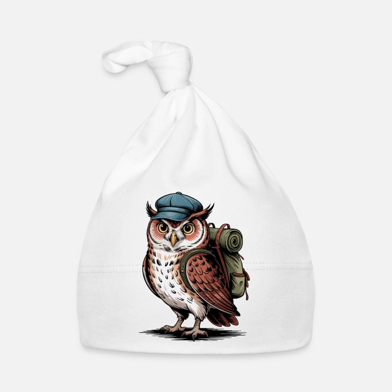 Wandering owl with backpack Organic Baby Cap